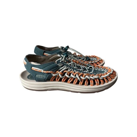NEW KEEN Uneek Woven Sneakers In Sea Moss/Tangerine Colorway Size 9.5 - Picture 6 of 12